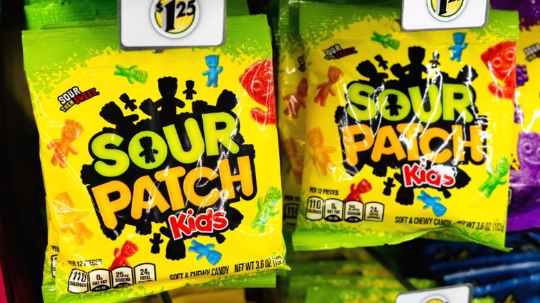 Bags of Sour Patch Kids for sale.
