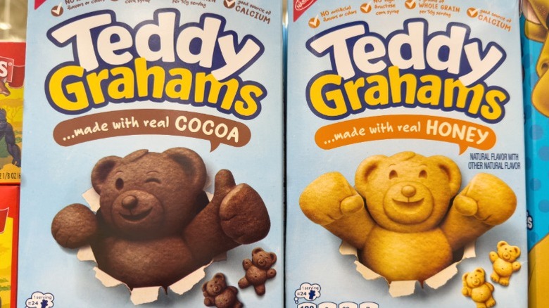 Boxes of Teddy Grahams on sale.