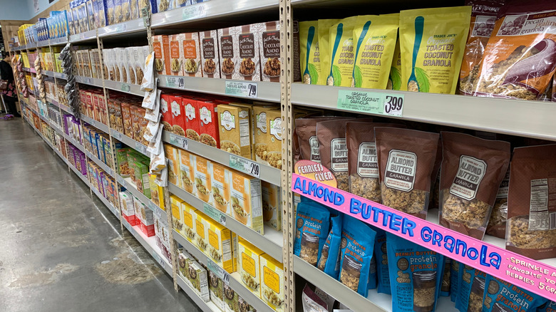 Trader Joe's shelf with granola and cereal