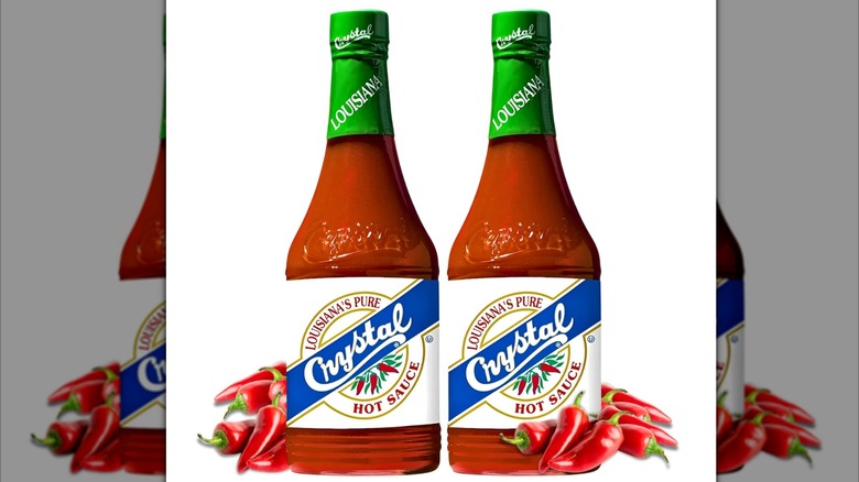 A bottle of Crystal Hot Sauce.