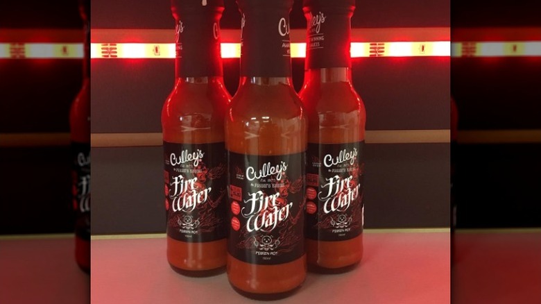 Bottles of Culley's Fire Water Hot Sauce.