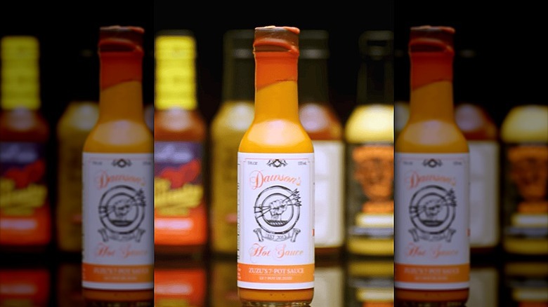 A bottle of Dawson's Zuzu's 7-Pot Hot Sauce.
