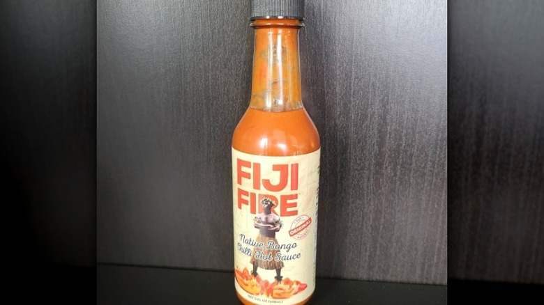 A bottle of Fiji Fire Native Bongo Chili Hot Sauce.