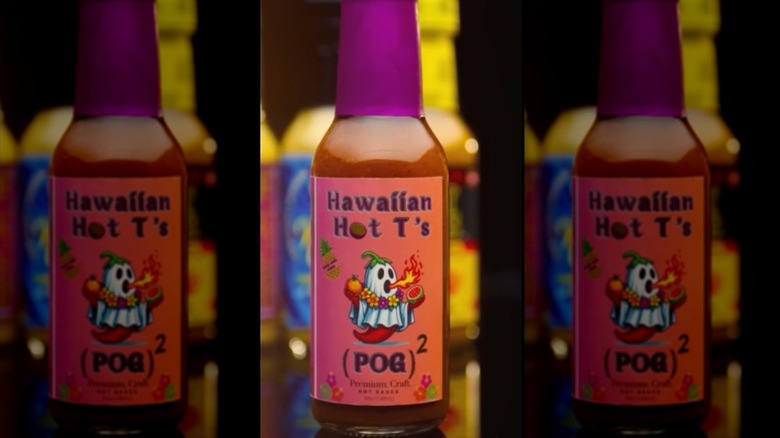 A bottle of Hawaiian Hot T's P.O.G² Hot Sauce.
