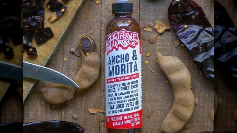 A bottle of Humble House Ancho & Morita Hot Sauce.
