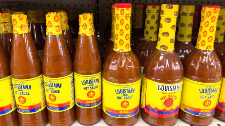 Bottles of Louisiana Hot Sauce.