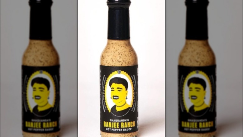 A bottle of Shaquanda's Banjee Ranch Hot Sauce.