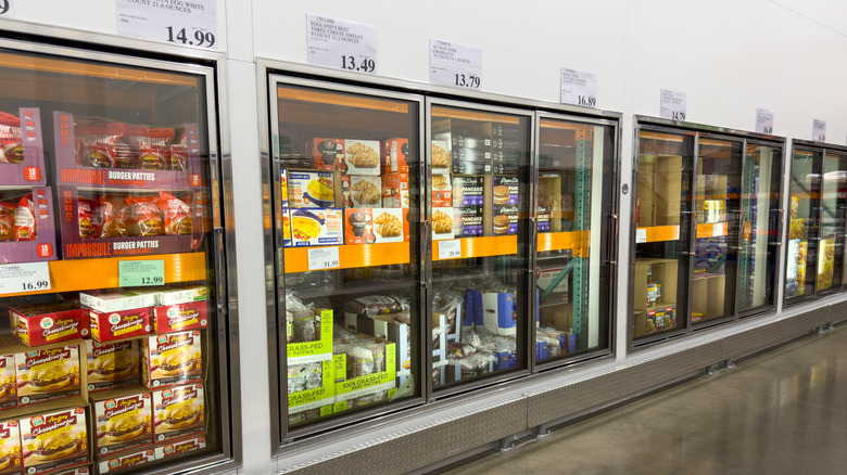 Frozen food section at a Costco store
