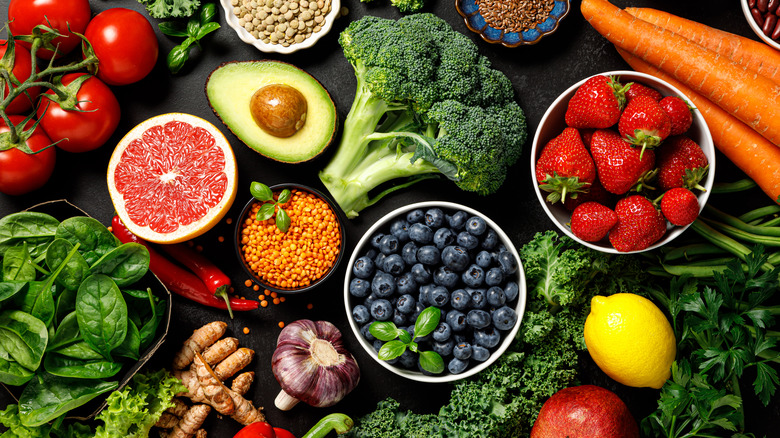 An array of fresh, brightly-colored produce