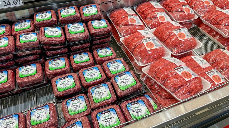 Kirkland Signature ground beef in Costco meat department