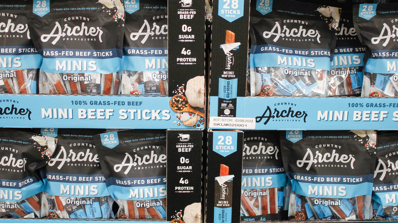 Archer mini grass-fed beef sticks on display at Costco