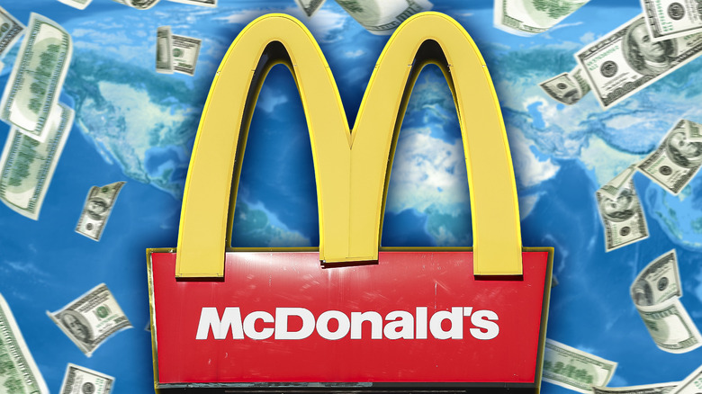 McDonald's logo with coins