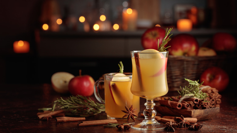 Apple cider drinks with garnish