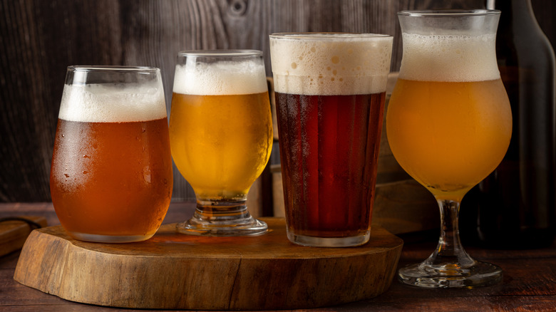 Assorted craft beers in different glasses