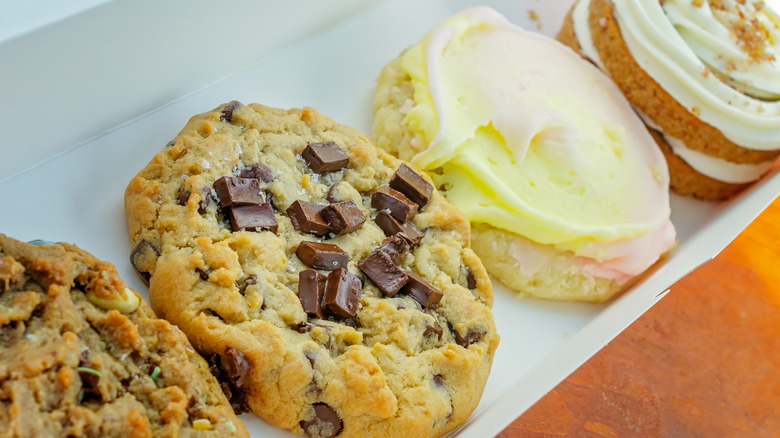 Crumbl cookies in a box
