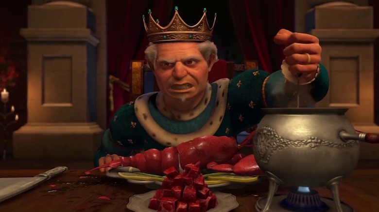 King Harold angrily dips a skewer into boiling oil in Shrek 2