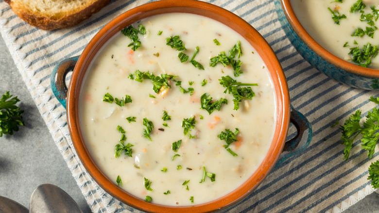 Bowl of fish chowder