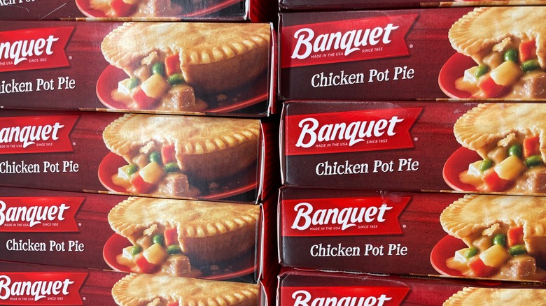 Banquet chicken pot pies in grocery store