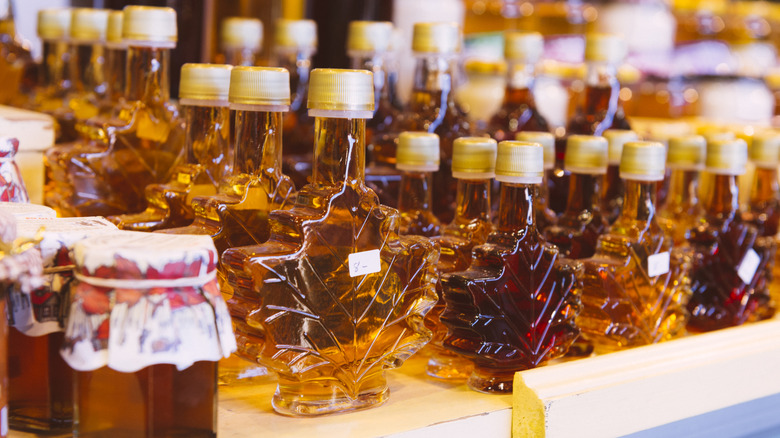 Jars of maple syrup for sale