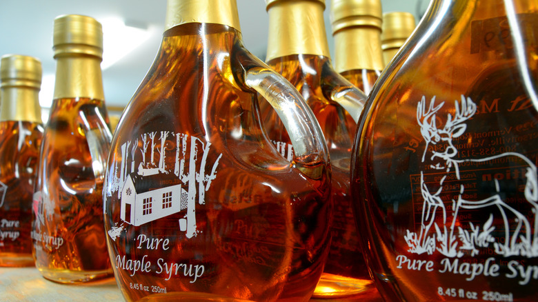 Bottles of maple syrup