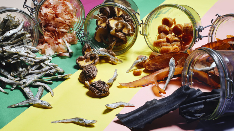 A collection of salty and high-umami ingredients.