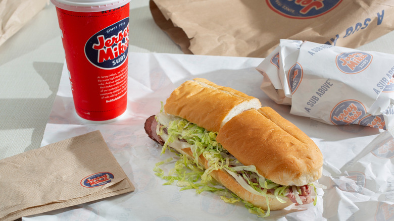 jerssey mike's sandwich and drink