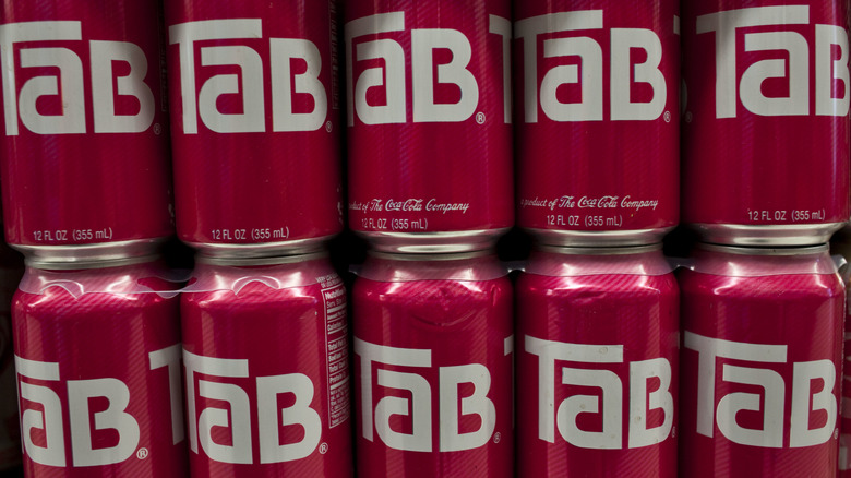 A stash of cans of Tab Cola