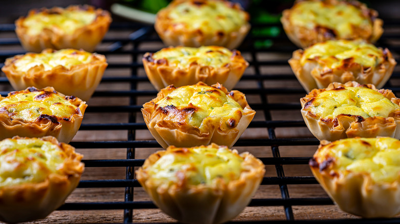 Baked phyllo dough shells stuffed with egg filling