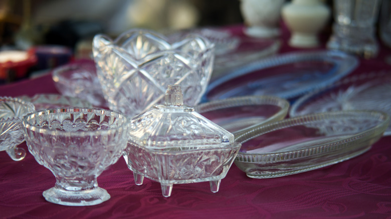 Assorted vintage crystal dishes
