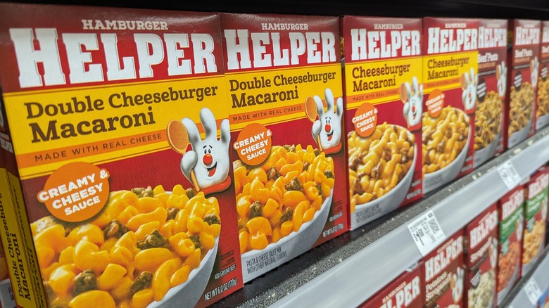 Hamburger Helper boxes in store