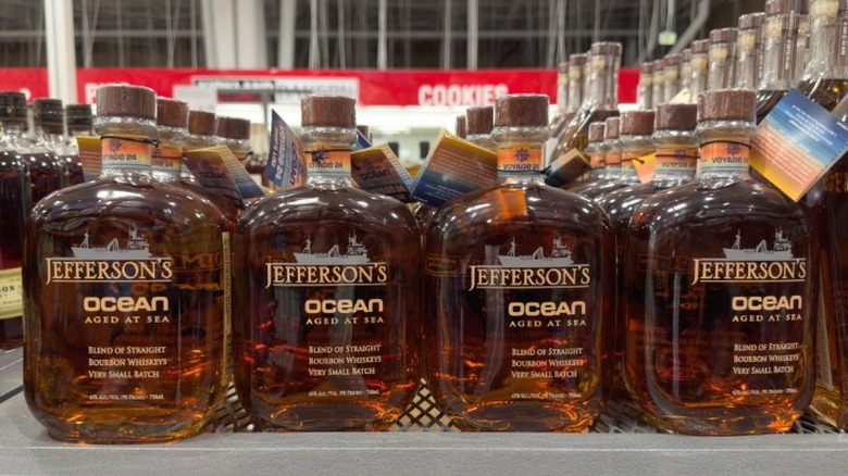 Several bottles of Jefferson's Aged At Sea bourbon.