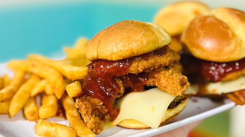 A platter of Rodeo Chicken Sliders from Mike's Place.