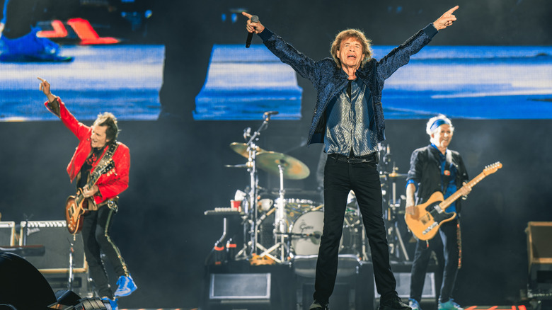 Mick Jagger and The Rolling Stones performing on stage