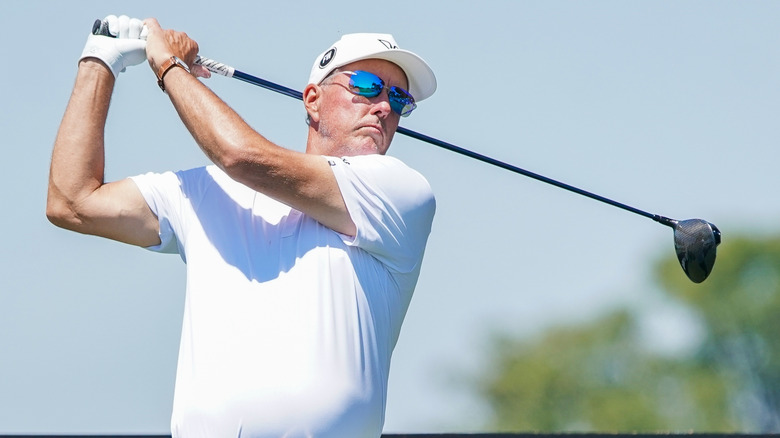 Phil Mickelson swinging a golf club