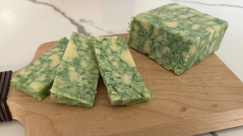 Aldi's Freaky Franken Sage Derby cheese