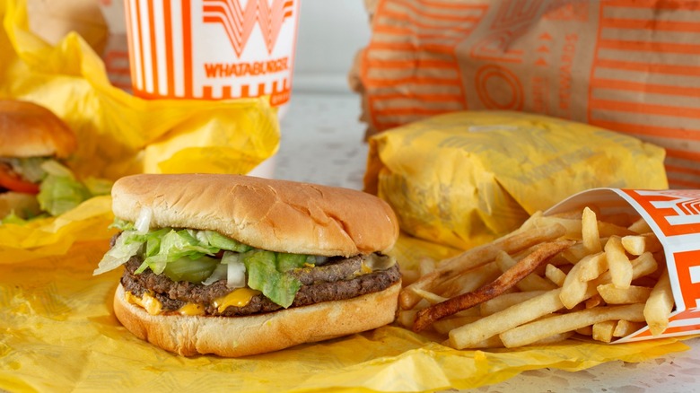 Whataburger combo meal on a table.