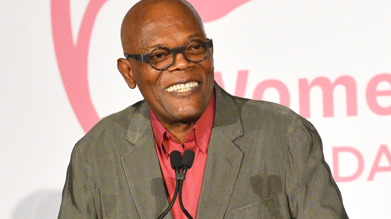 Samuel L. Jackson smiling while speaking at a public event.