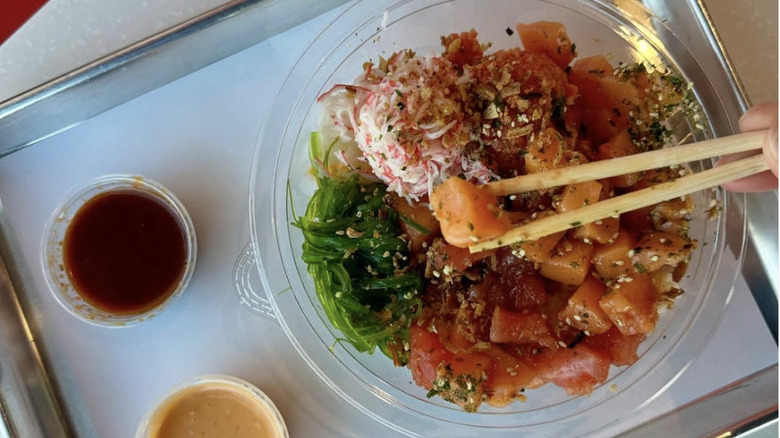 Poke bowl and sauces from Koibito Poke
