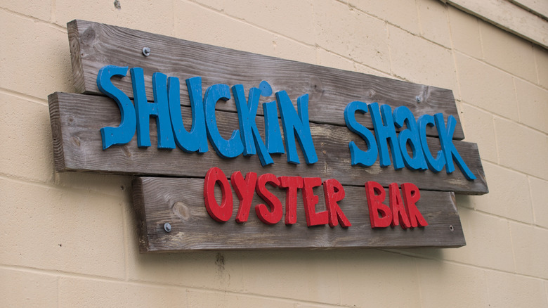 Sign outside of Shuckin Shack