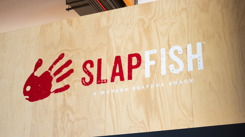 Interior wall sign at Slapfish