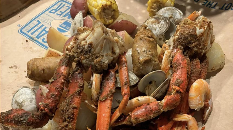 Seafood boil on Topsail Steamer paper