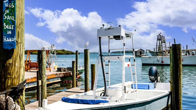 Boats at docks in Cortez, Florida