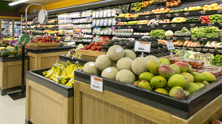 Grocery store fruit selection in the produce section
