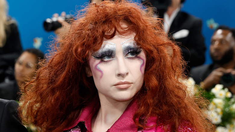 Closeup of Chappell Roan at met gala
