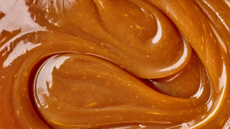 A close-up of melted caramel.