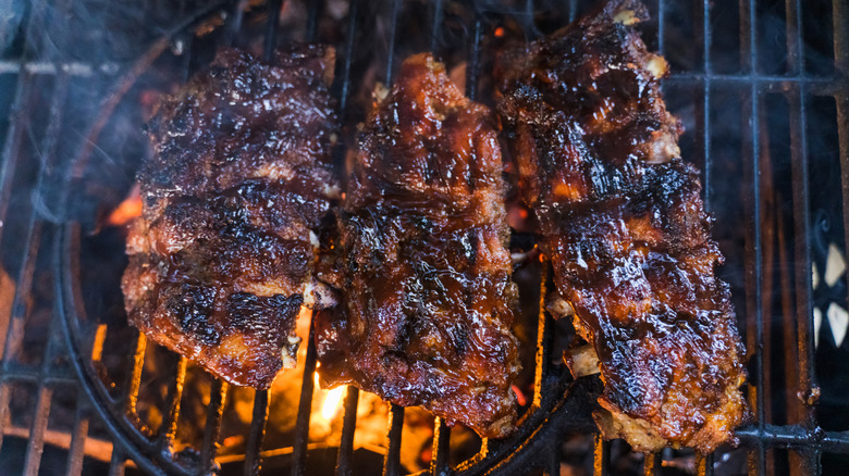 Ribs on a charcoal grill