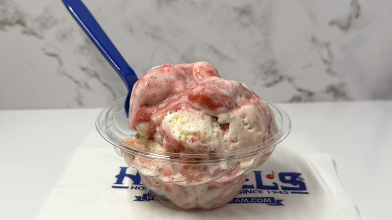 Bowl of strawberry ice cream