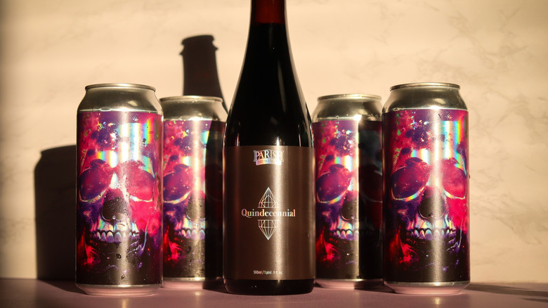 A collection of Parish Beer Company's Ghost in the Machine in cans and bottles