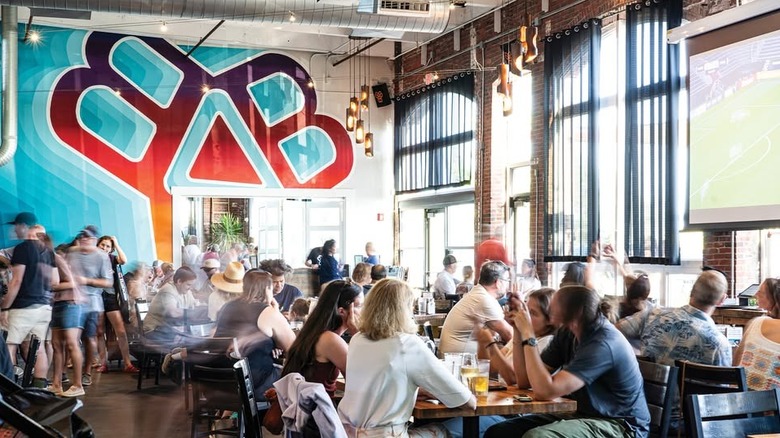 Busy interior of Bissell Brothers brewery