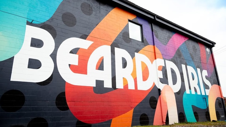 Exterior colorful mural for Bearded Iris Brewing